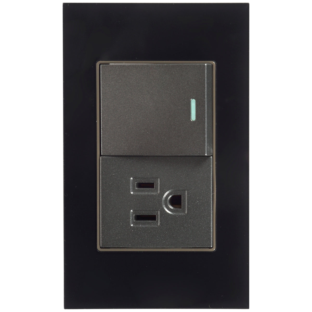 Tekno Black Acrylic Switch with Outlet 1 Way 15A 125V