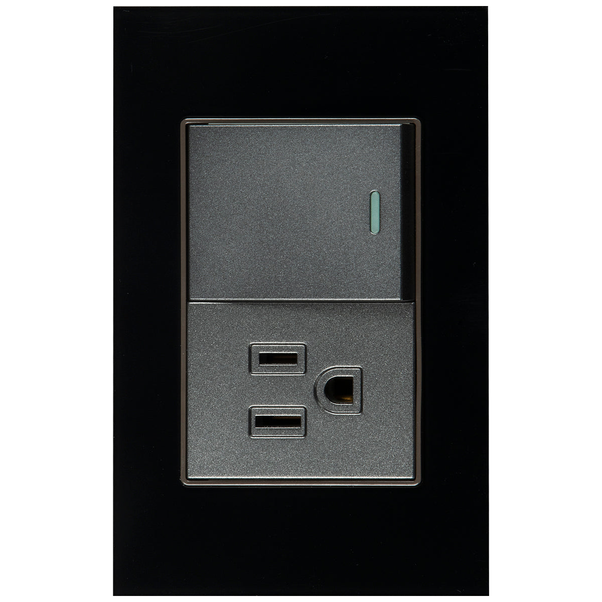 Interruptor con Tomacorriente Tekno Acrílico Negro 2 Vías 15A 125V