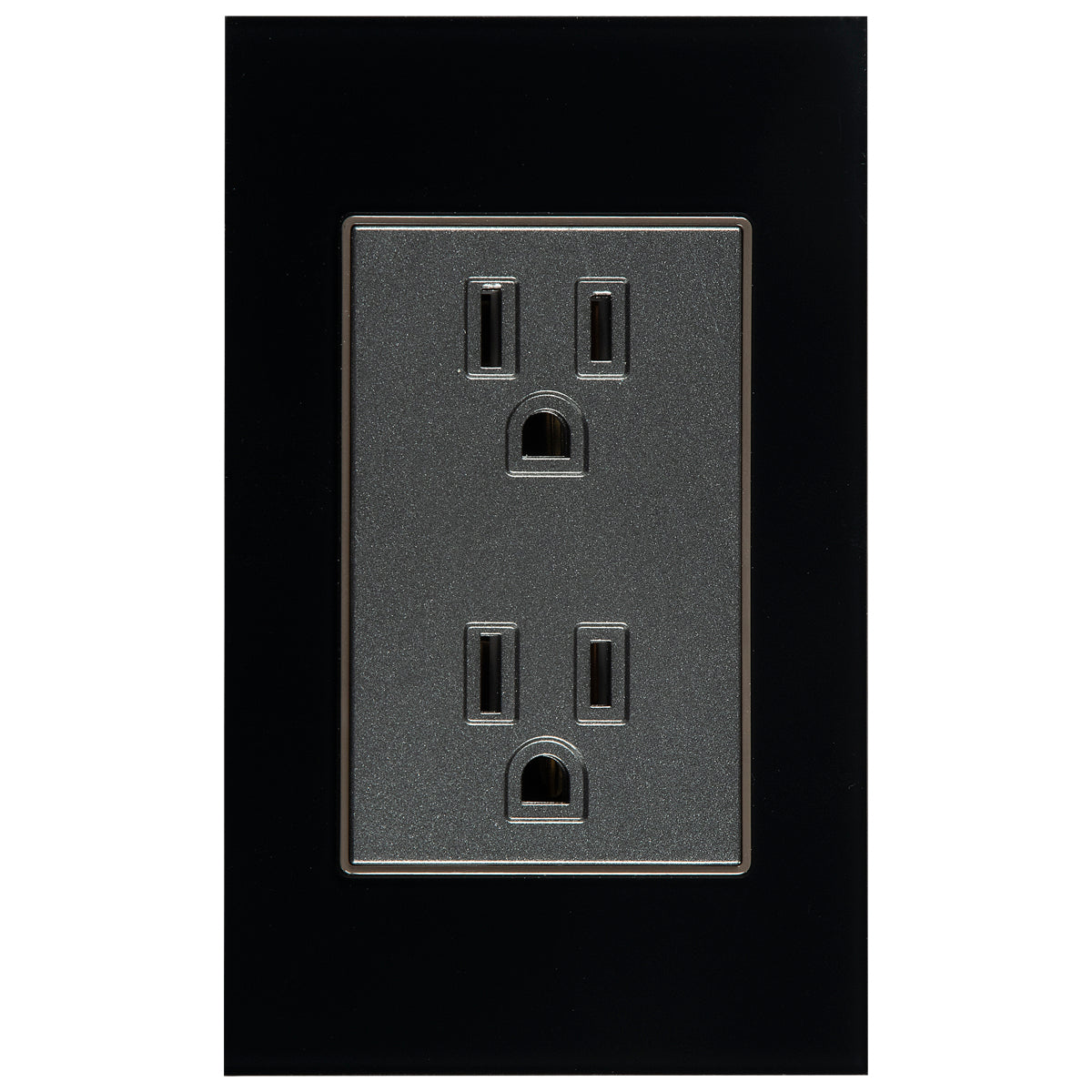 Tomacorriente Tekno Doble Polarizado Acrilico Negro 15A 125V