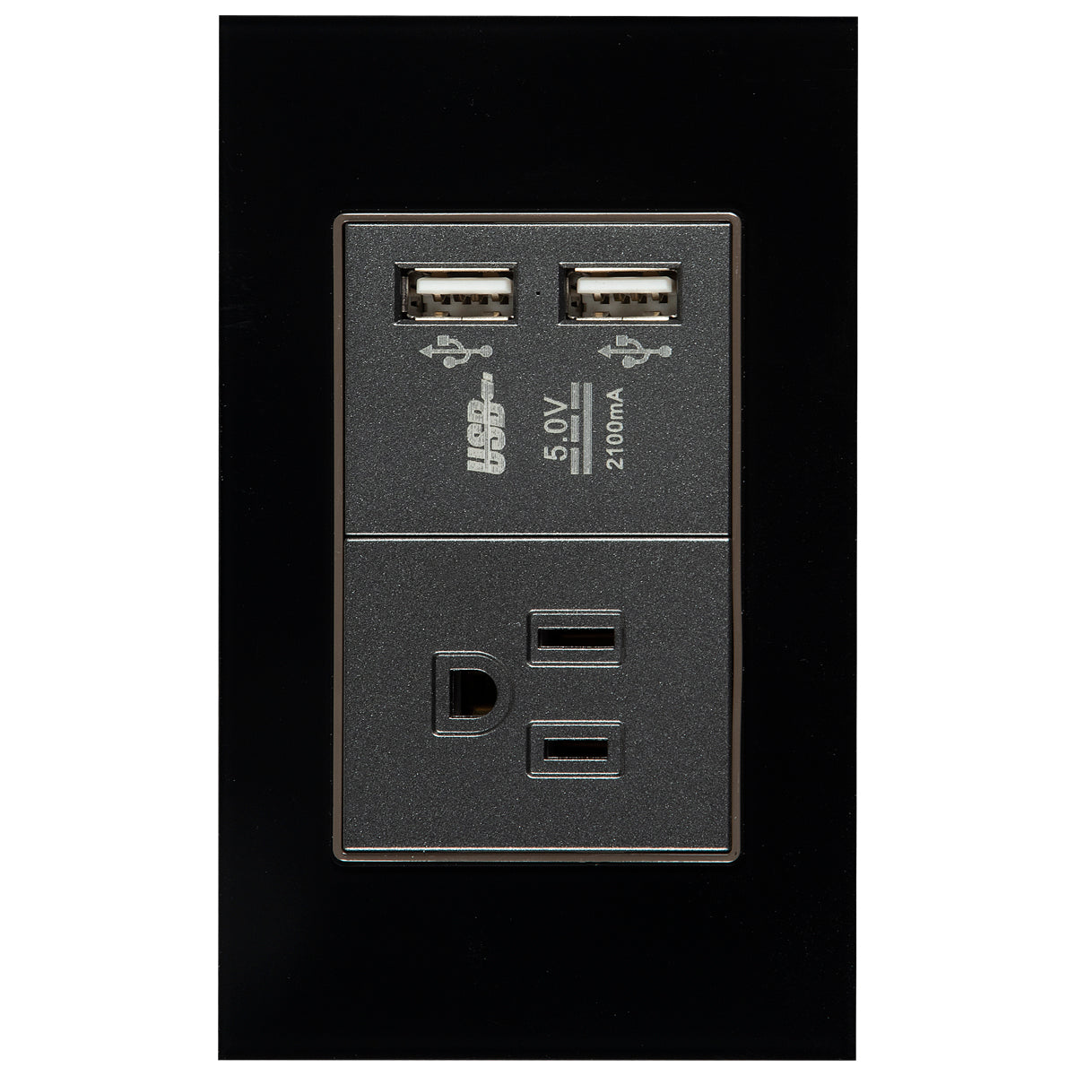 Tekno Polarized Power Outlet with 2 USB Ports Black