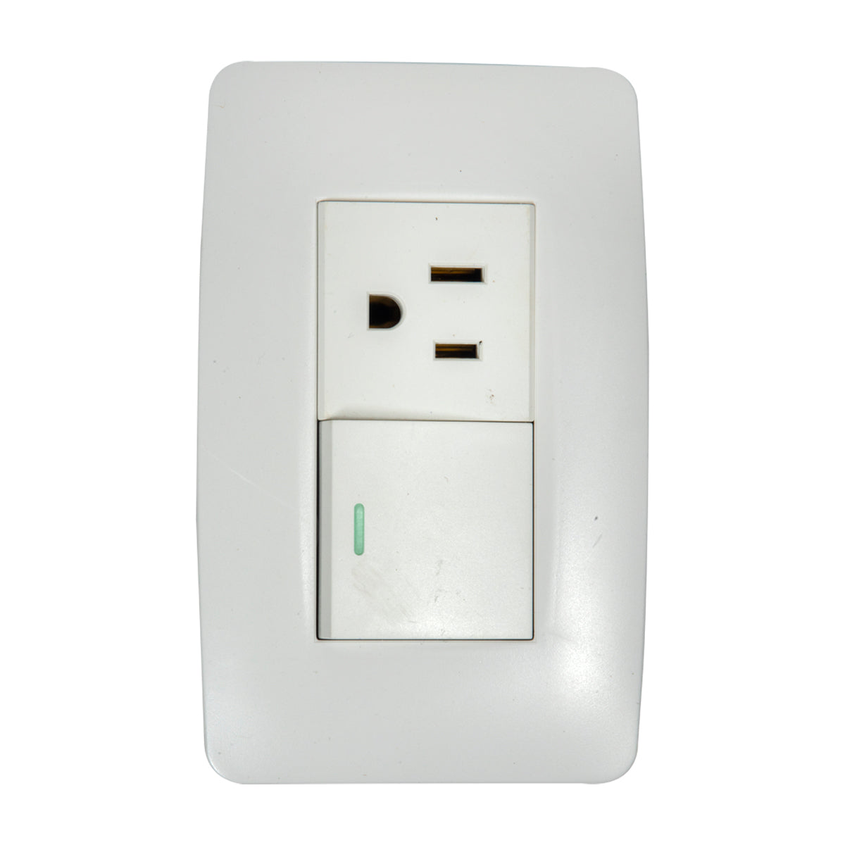 Tekno White Acrylic 1 Way Switch with Outlet