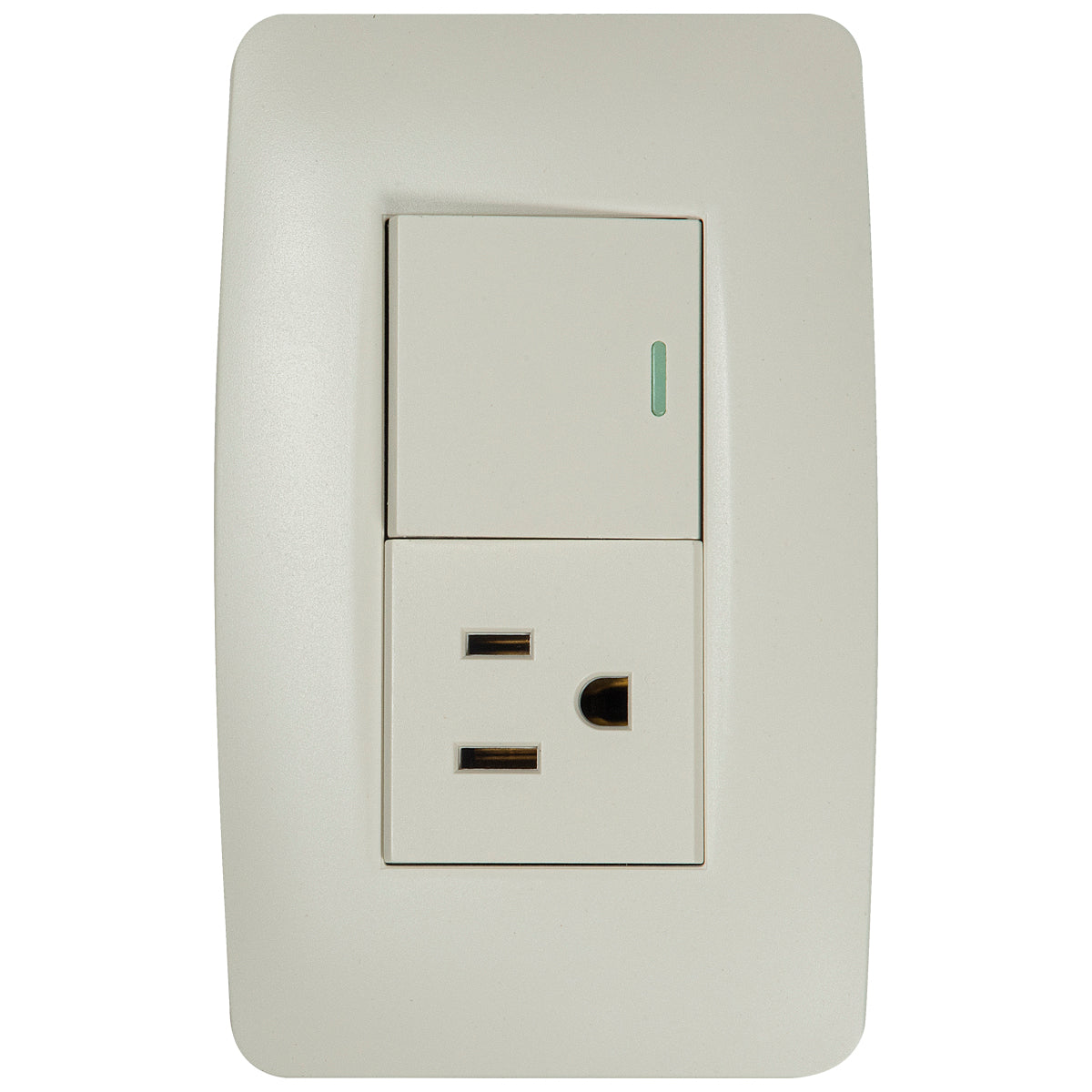 Tekno Acrylic Ivory 1 Way 15A 125V Switch with Outlet