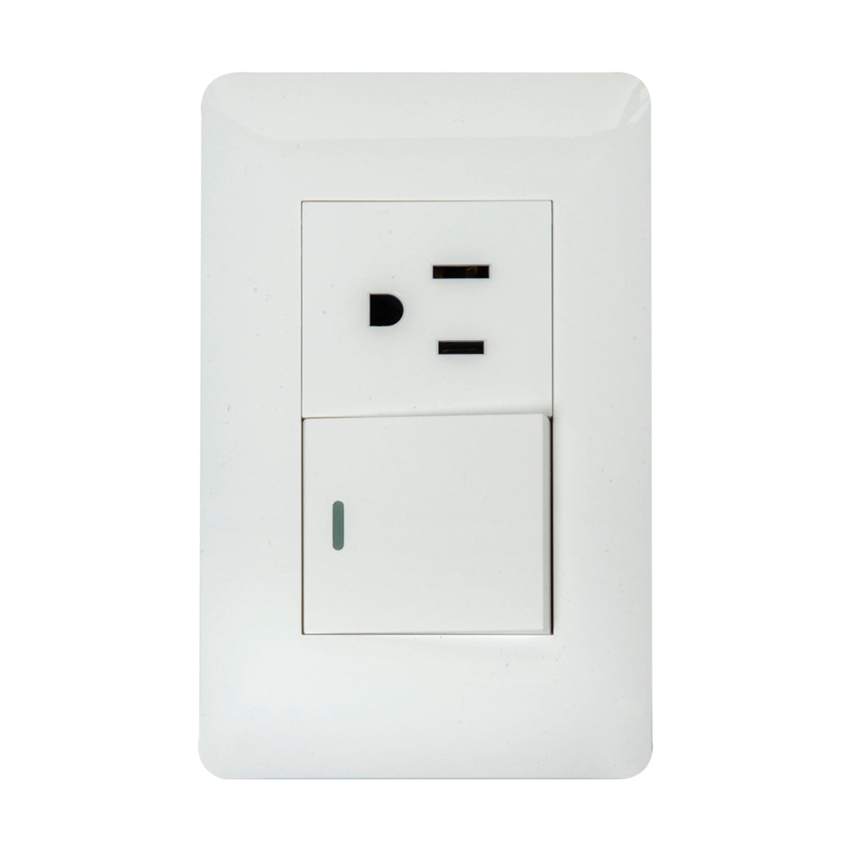 Tekno White Acrylic Switch with Outlet 2 Ways 15A 125V