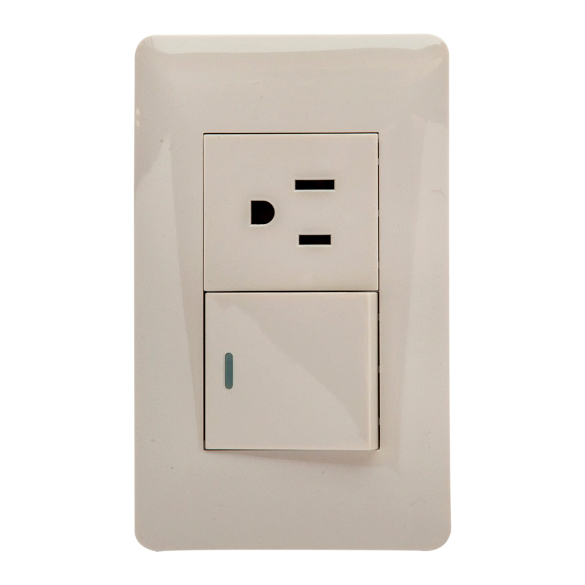 Tekno Acrylic Ivory 1 Way 15A 125V Switch with Outlet