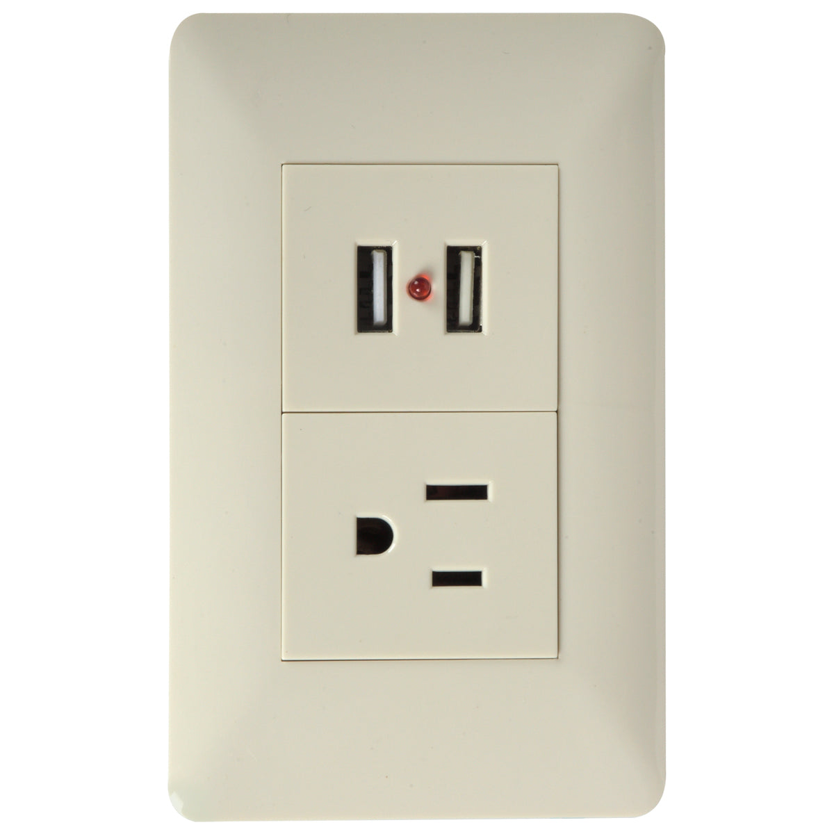Tekno Polarized Power Outlet with 2 USB Ports Ivory 5V 2.1A