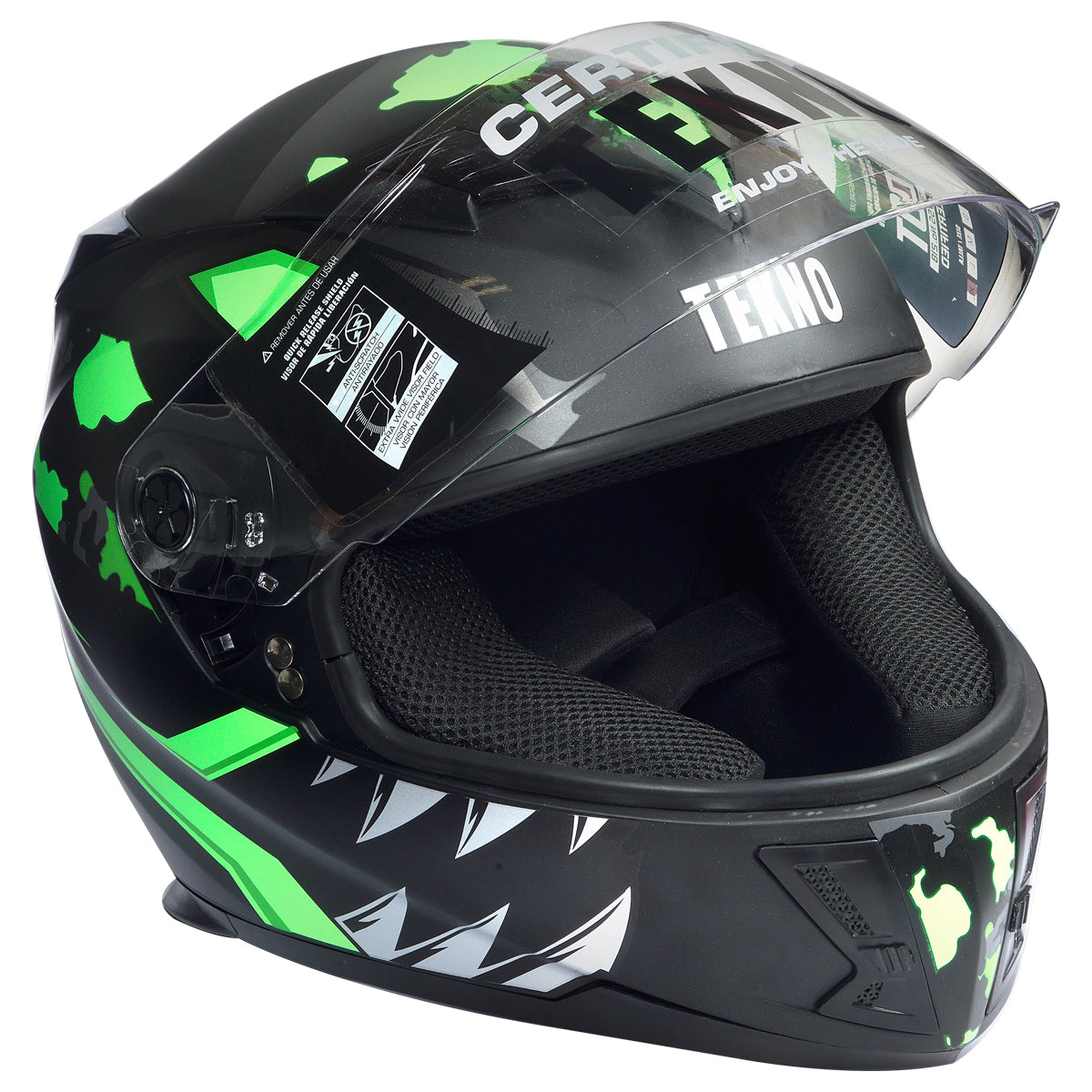 Tekno 520 Evo Hellcat Full Face Helmet Size XL Green