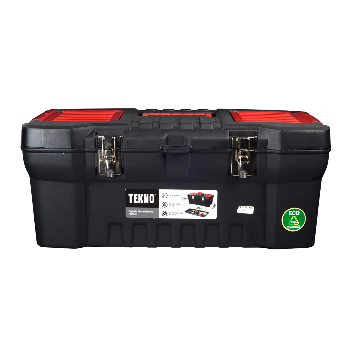 Tekno Tool Box Metal Lock Black with Red 24”
