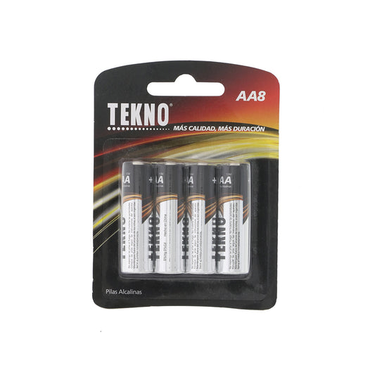 Pack of 8 Tekno LR6 8B Double A Alkaline Batteries