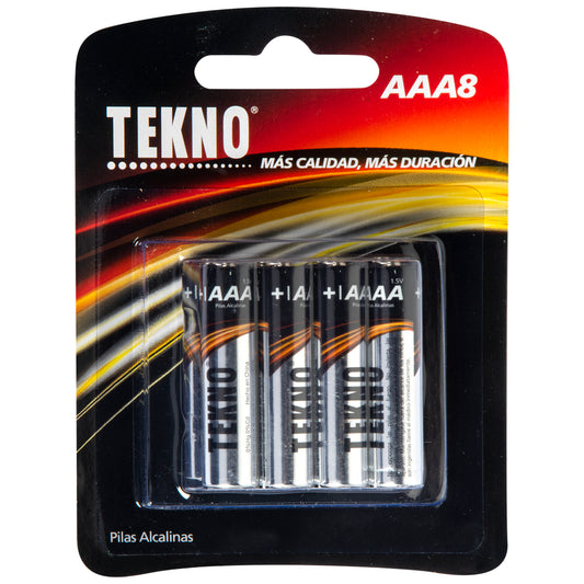 Pack of 8 Tekno LR03 8B Triple A Alkaline Batteries 