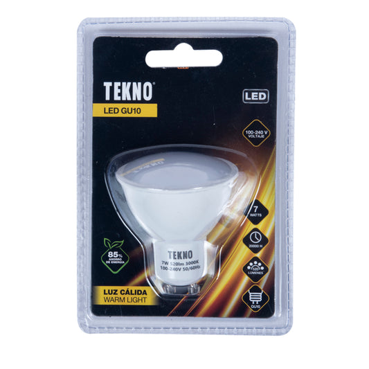 Foco Led Dicroico Tekno 7W GU10 Luz Cálida