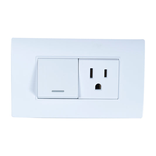 Interruptor Tomacorriente Tekno Sencillo Blanco