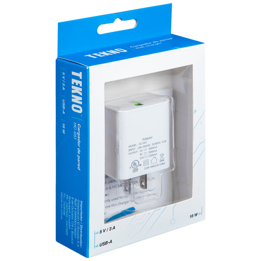 Cargador de Pared Tekno USB - 18 W