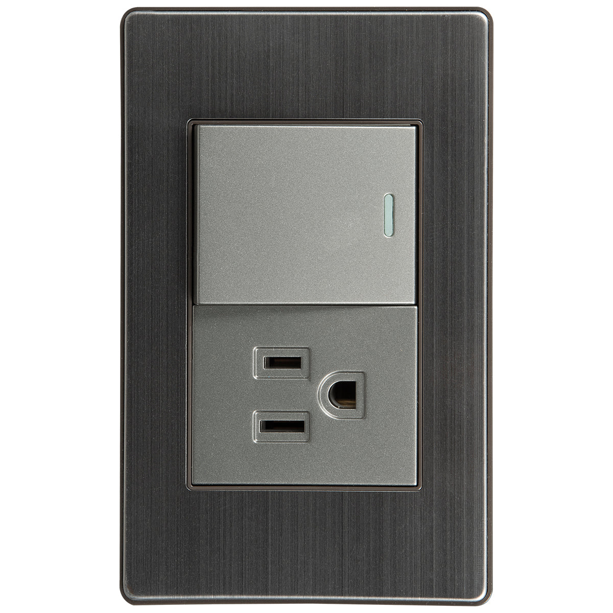 Interruptor con Tomacorriente Tekno Inoxidable 1 Vía 15A 125V