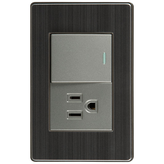 Interruptor Tekno con Tomacorriente Inox 2 Vías 15A 125V