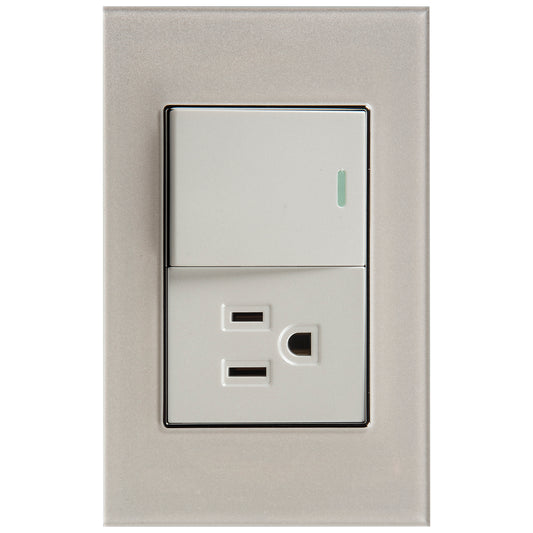 Interruptor con Tomacorriente Tekno Acrílico Ivory 1 Vía 15A 125V
