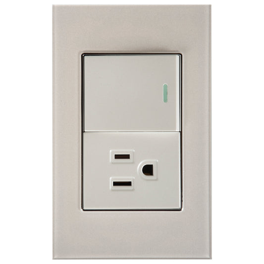 Interruptor con Tomacorriente Tekno Acrílico Ivory 2 Vías 15A 125V