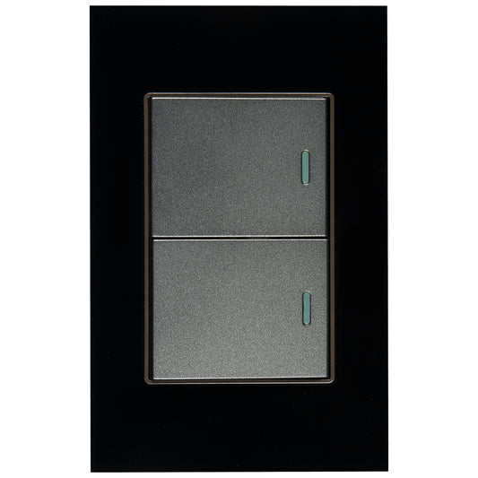 Interruptor Tekno Doble Acrílico Negro 2 Vías 15A 125V