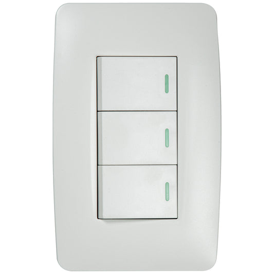 Interruptor Tekno Triple Acrílico Blanco 2 Vías
