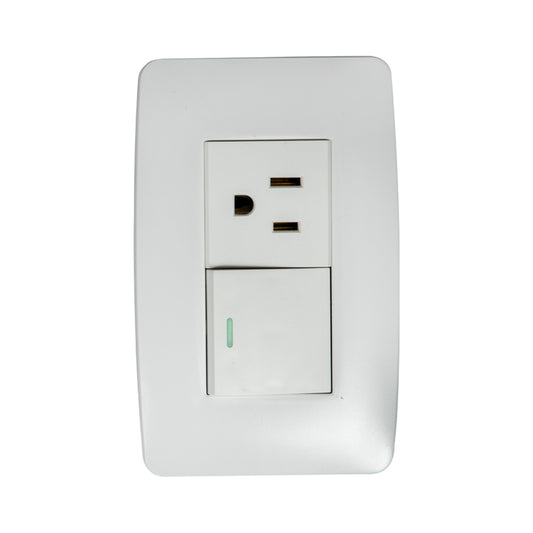 Interruptor con Tomacorriente Tekno Acrílico Blanco 2 Vías