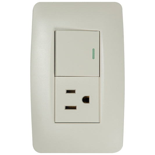 Interruptor con Tomacorriente Tekno Acrílico Ivory 1 Vía 15A 125V