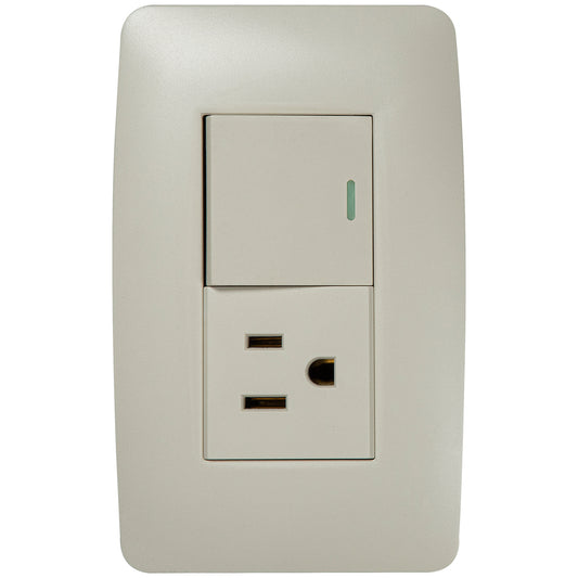 Interruptor con Tomacorriente Tekno Acrílico Ivory 2 Vías
