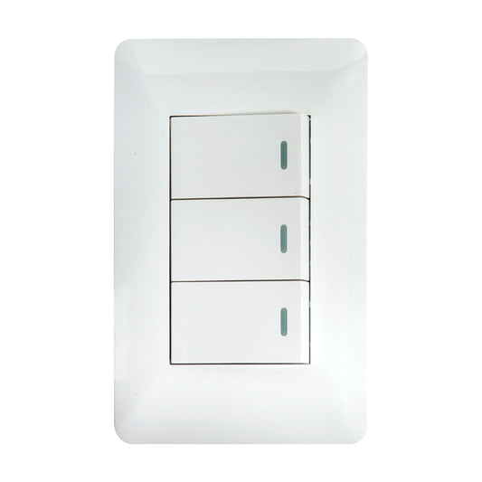 Interruptor Tekno Triple Acrílico Blanco 1 Vía 15A 125V