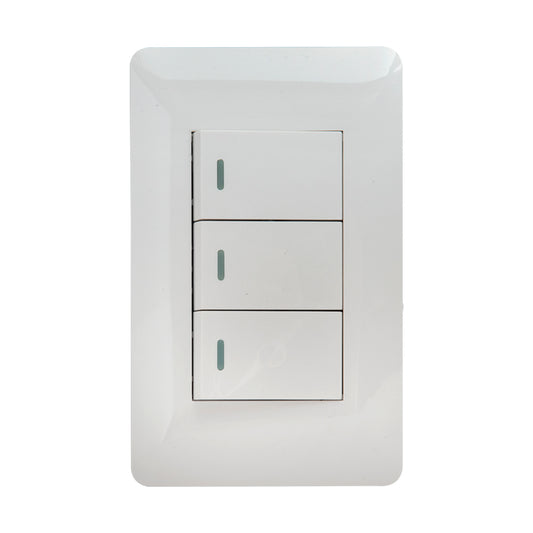 Interruptor Tekno Triple Acrílico Blanco 2 Vías 15A 125V