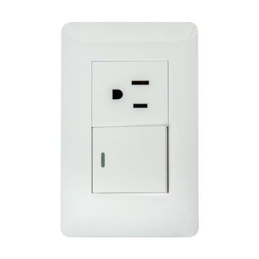 Interruptor con Tomacorriente Tekno Acrílico Blanco 2 Vías 15A 125V