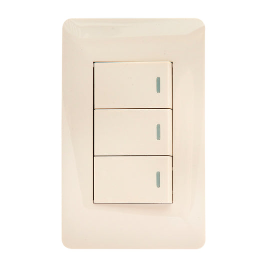 Interruptor Tekno Triple Acrílico Ivory 1 Vía 15A 125V