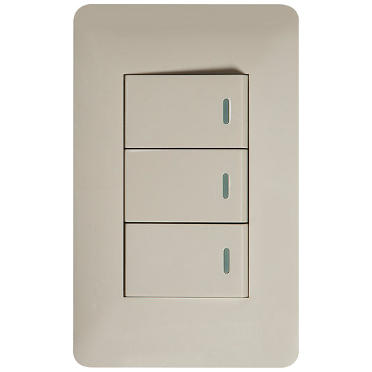 Interruptor Tekno Triple Acrílico Ivory 2 Vías 15A 125V