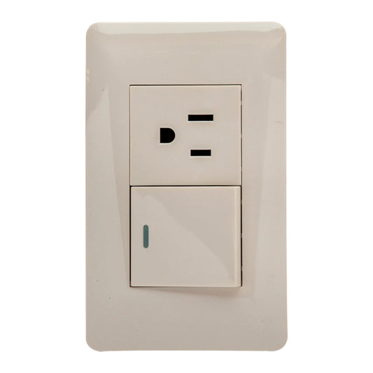 Interruptor con Tomacorriente Tekno Acrílico Ivory 1 Vía 15A 125V