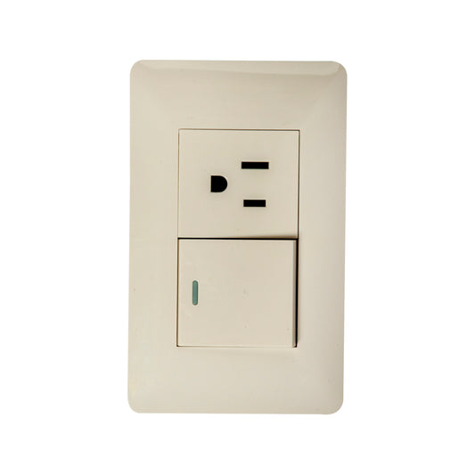 Interruptor con Tomacorriente Tekno Acrílico Ivory 2 Vías 15A 125V