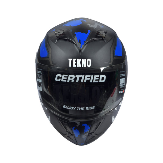 Casco Integral Tekno 520 Evo Hellcat Titanium Talla XL Azul