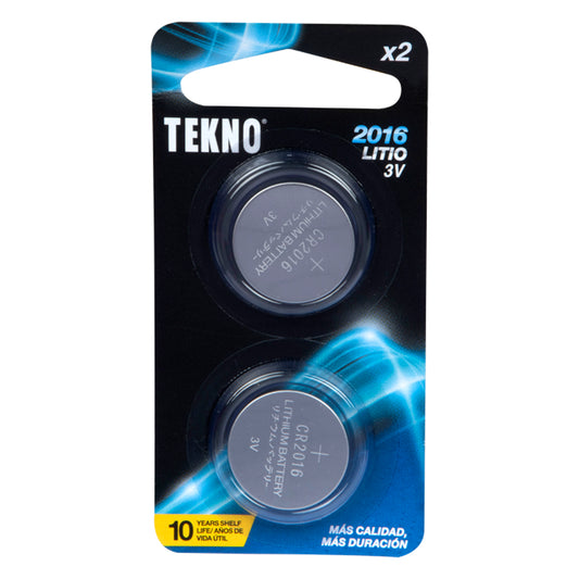 Pack of 2 Tekno TK-CR2016 Mini Button Lithium Batteries