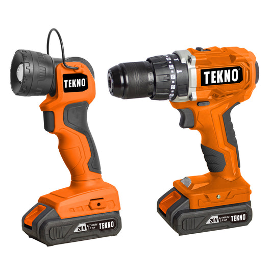 Kit Taladro de Impacto Inalámbrico + Linterna Tekno 20V